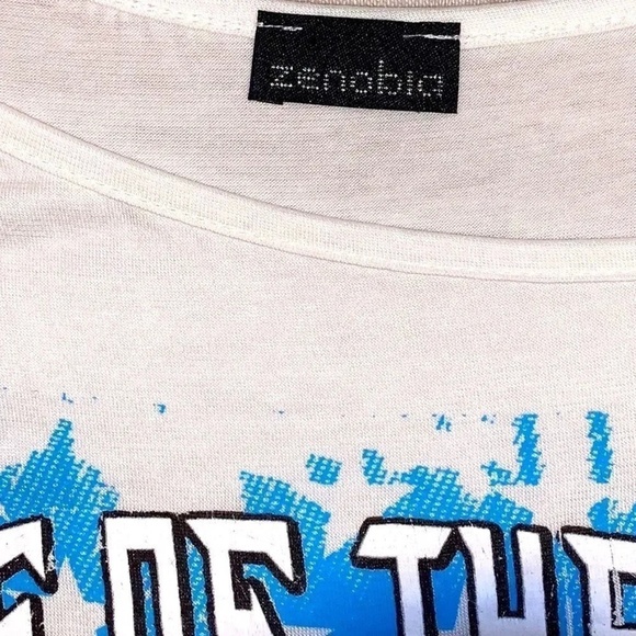 Zenobia Born To Ride White Short Sleeve Shirt Motorcycle NWOT - Picture 3 of 8